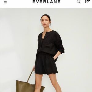 Everlane linen popover shirt in black, xxs